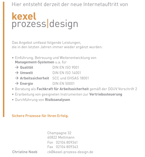 Visitenkarte Kexel Prozess Design
